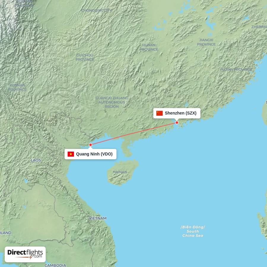 VDO - SZX route map