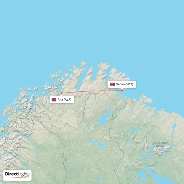 Vadso - Alta direct flight map