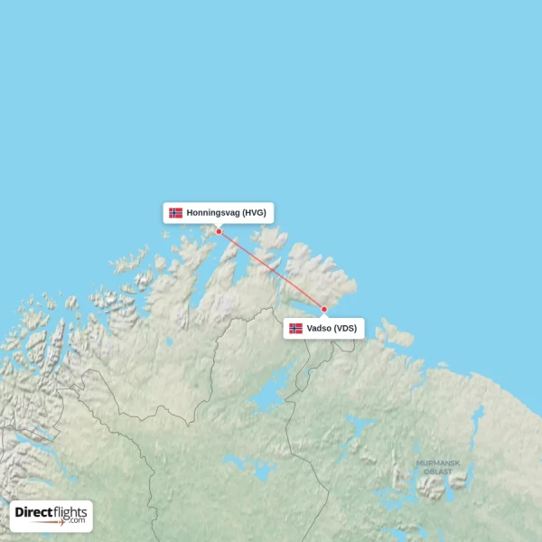 Vadso - Honningsvag direct flight map