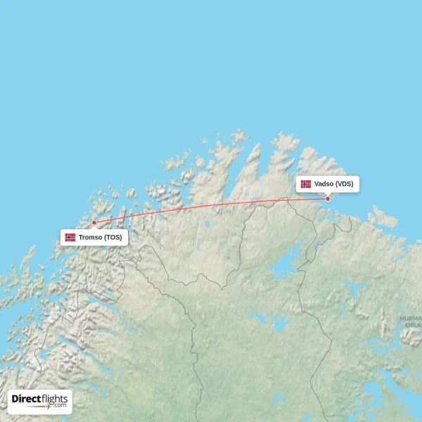 Vadso - Tromso direct flight map
