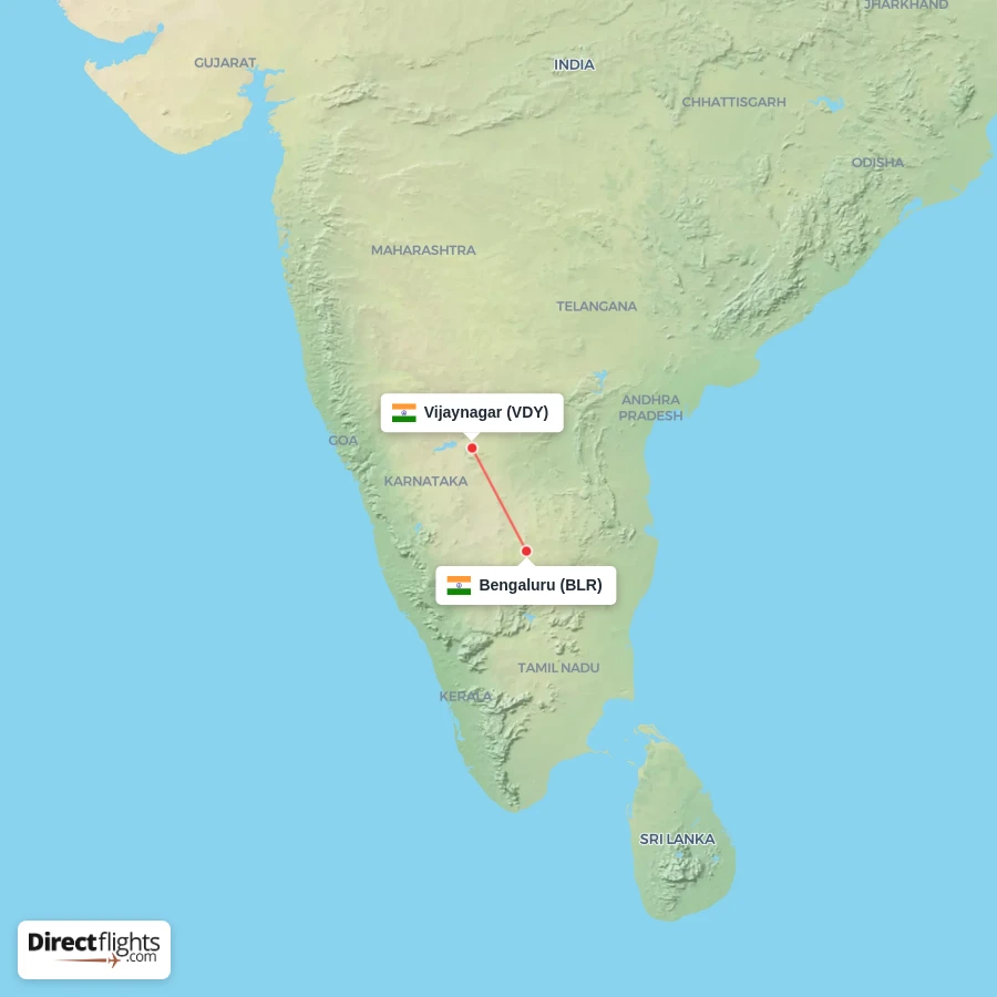 VDY - BLR route map