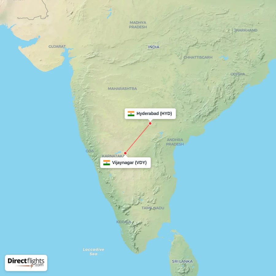 VDY - HYD route map