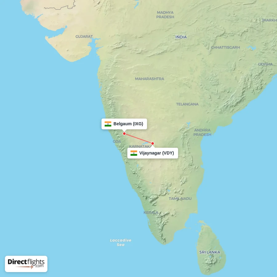VDY - IXG route map
