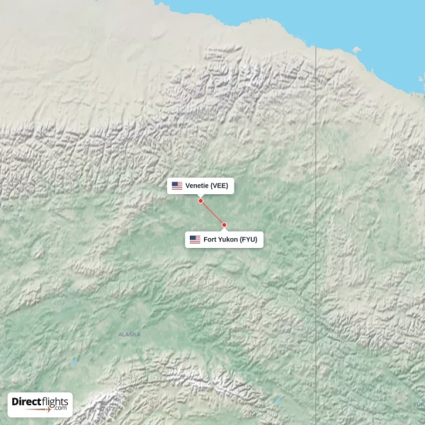 Venetie - Fort Yukon direct flight map