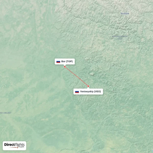 Yeniseyskiy - Bor direct flight map