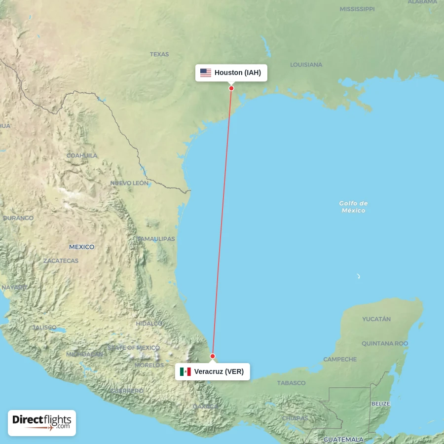 VER - IAH route map