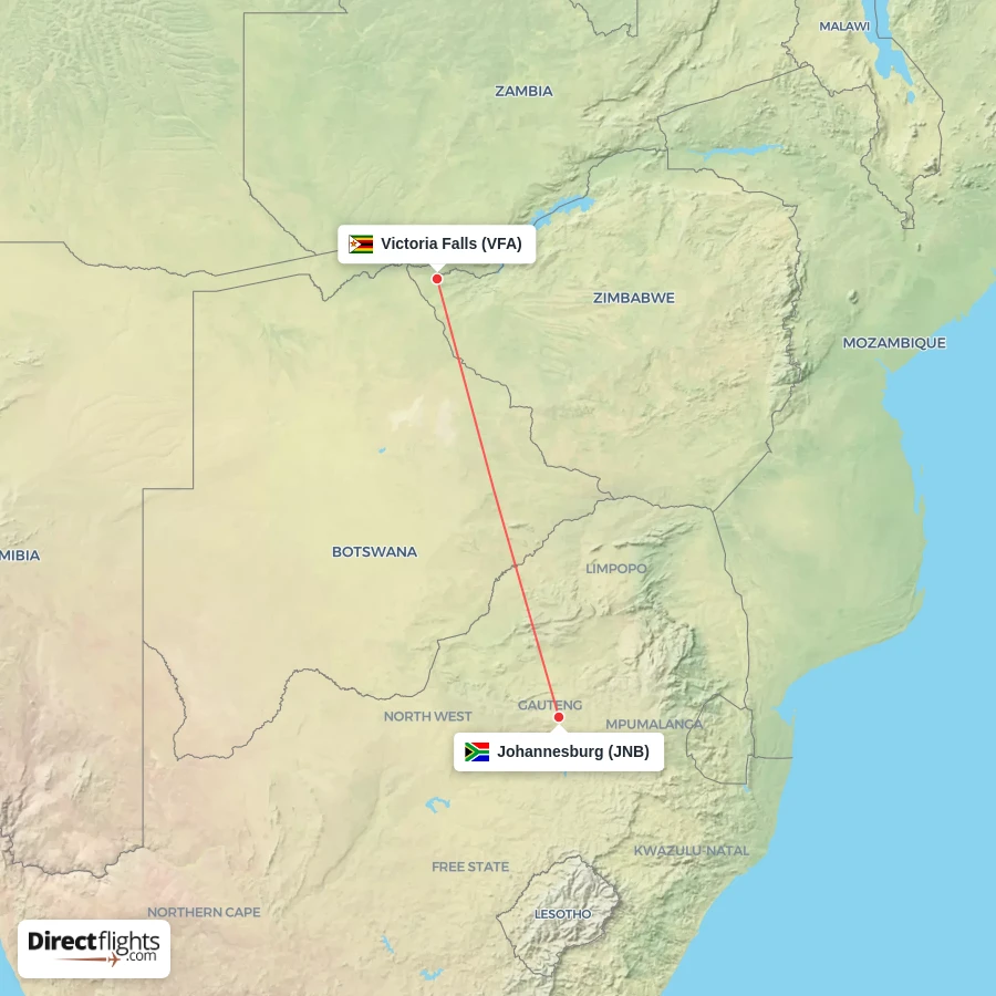 VFA - JNB route map