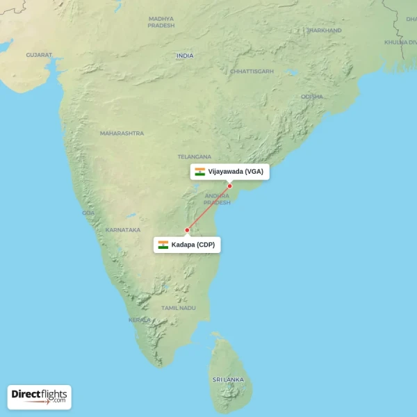 Vijayawada - Kadapa direct flight map