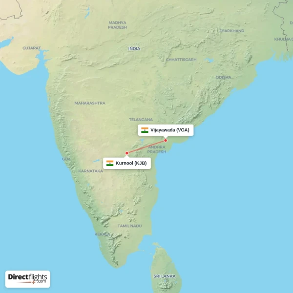 Vijayawada - Kurnool direct flight map
