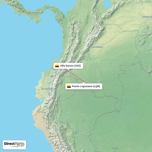 Villa Garzon - Puerto Leguizamo direct flight map