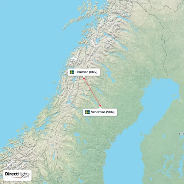 Vilhelmina - Hemavan direct flight map