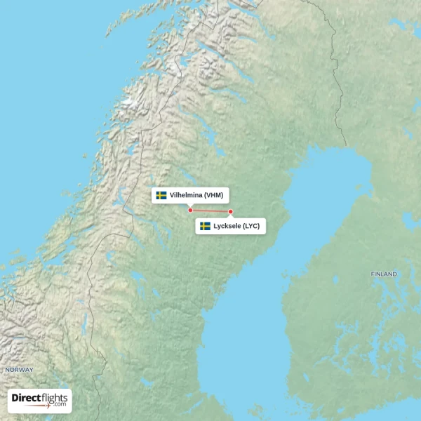 Vilhelmina - Lycksele direct flight map