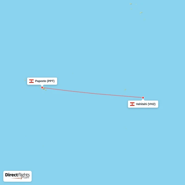 Vahitahi - Papeete direct flight map