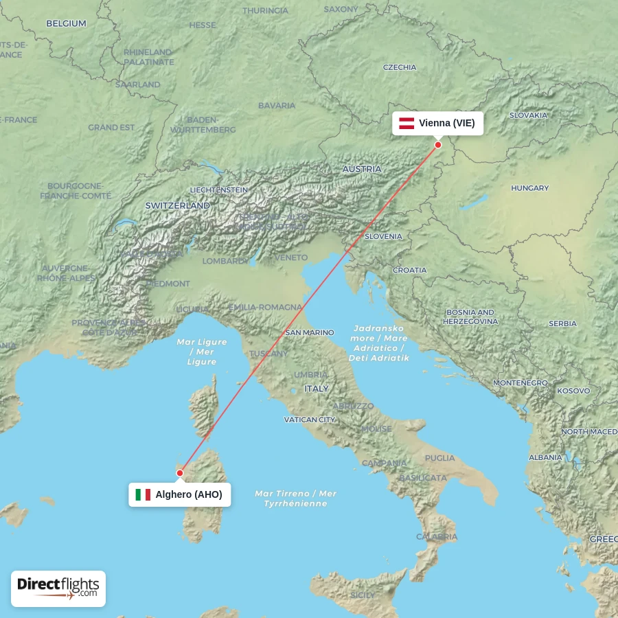 VIE - AHO route map