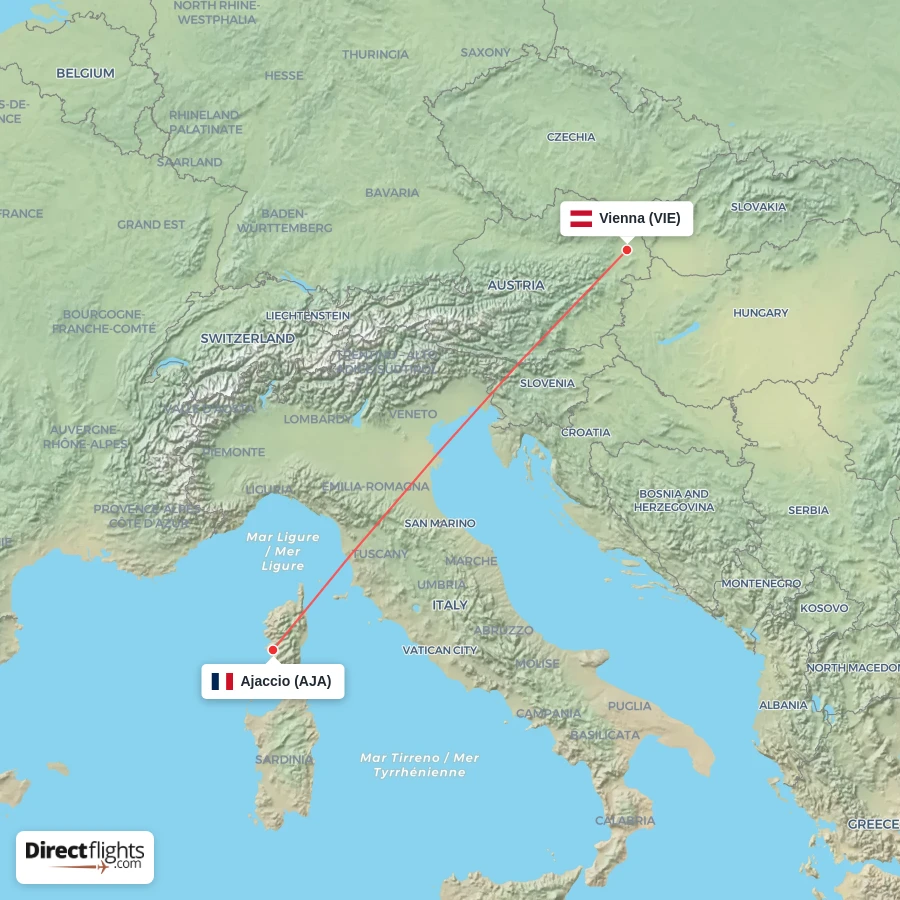 VIE - AJA route map