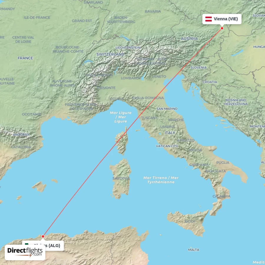 VIE - ALG route map