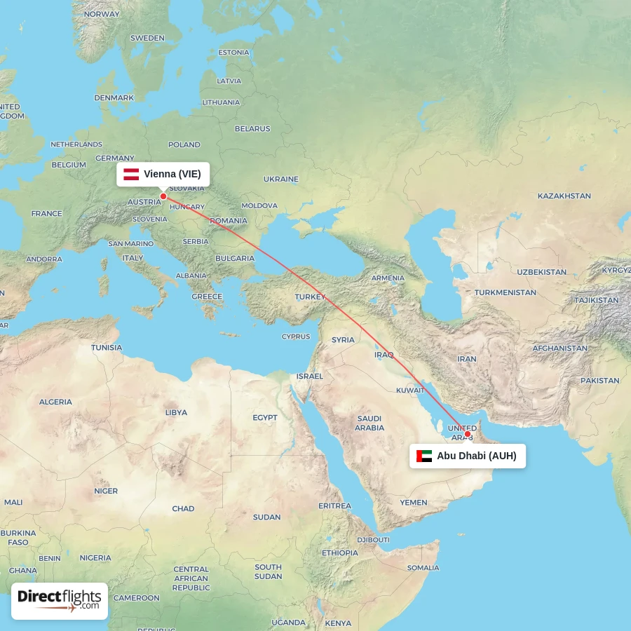 VIE - AUH route map