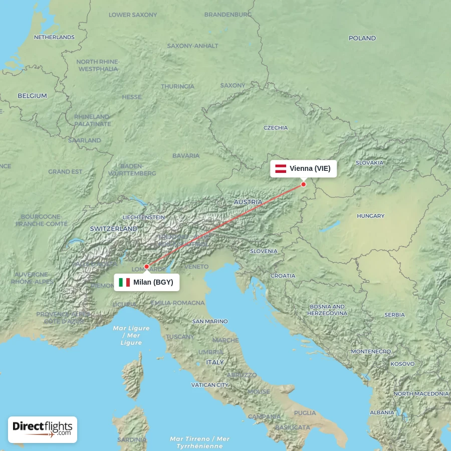 VIE - BGY route map