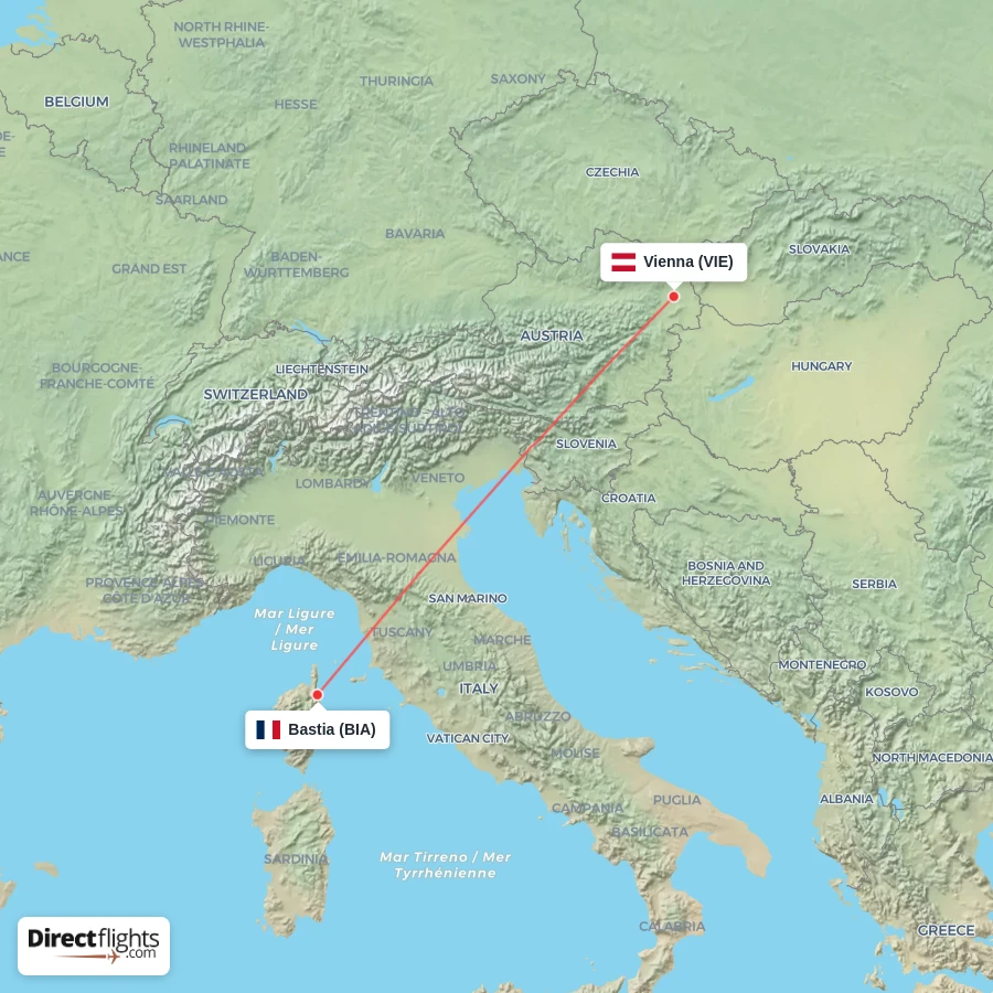 VIE - BIA route map