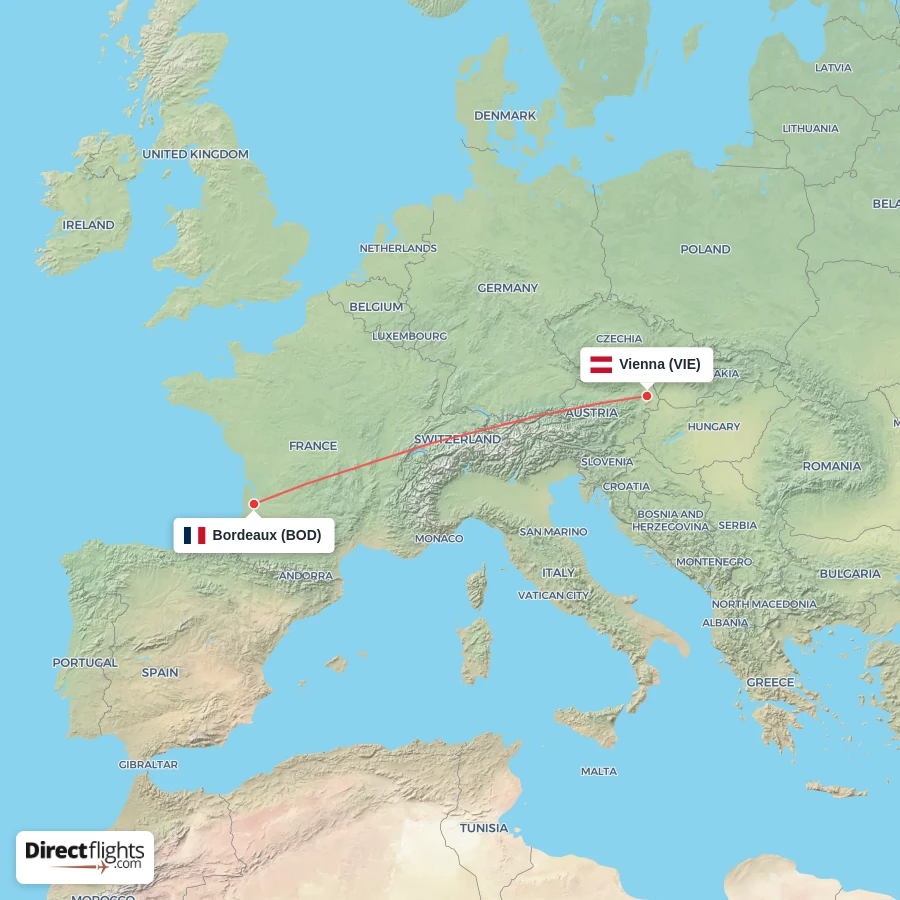 VIE - BOD route map