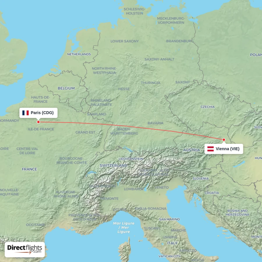 VIE - CDG route map