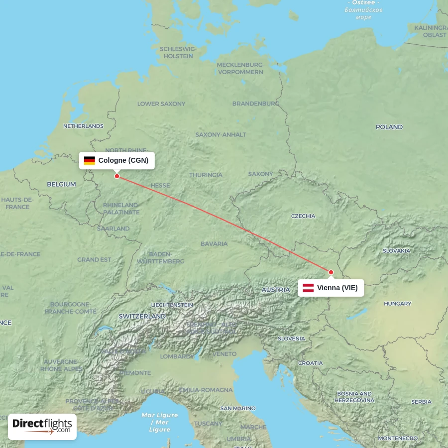 VIE - CGN route map