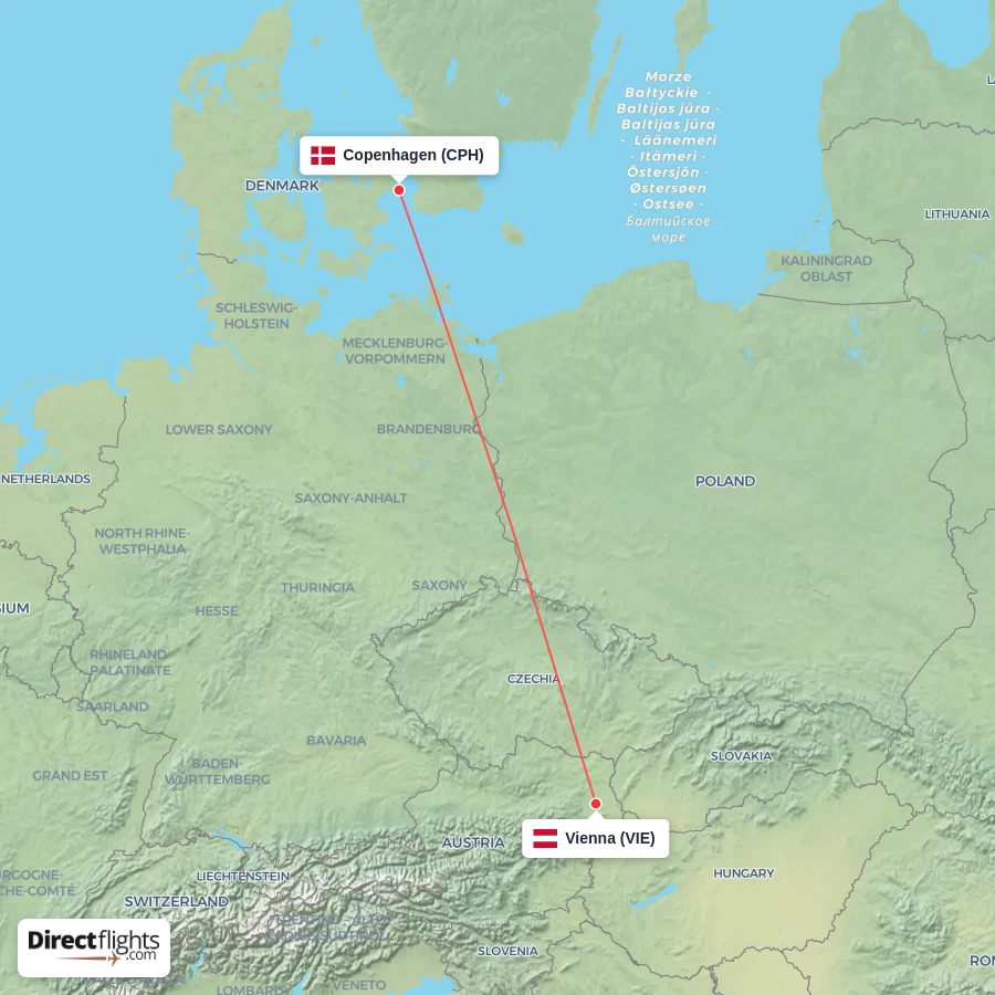 VIE - CPH route map