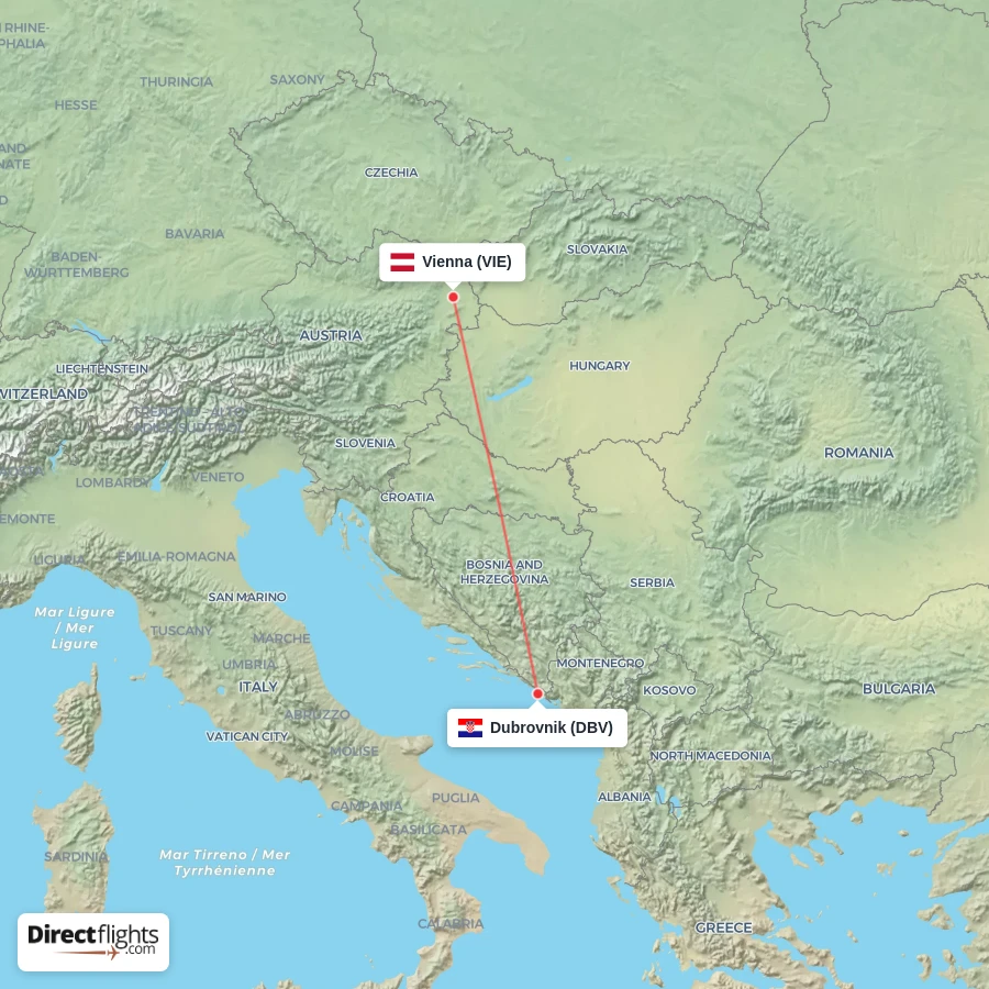 VIE - DBV route map
