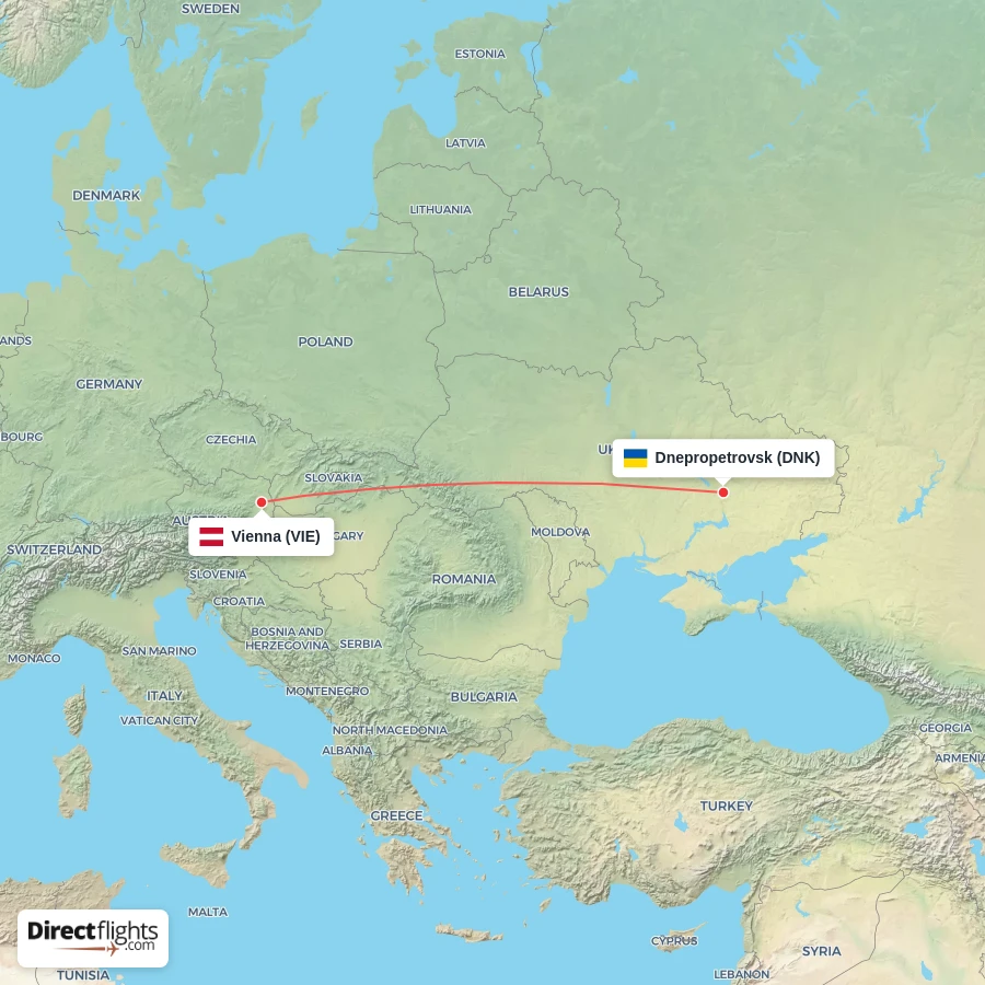 VIE - DNK route map
