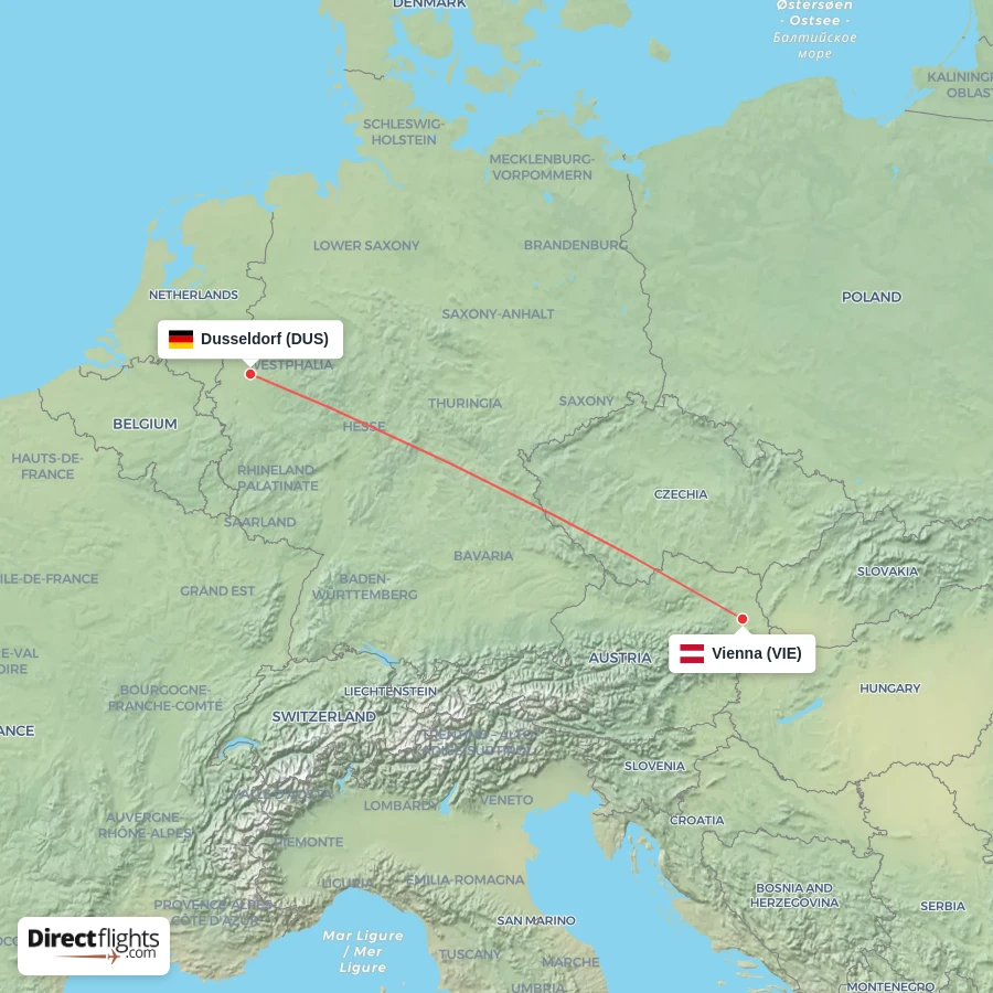 VIE - DUS route map