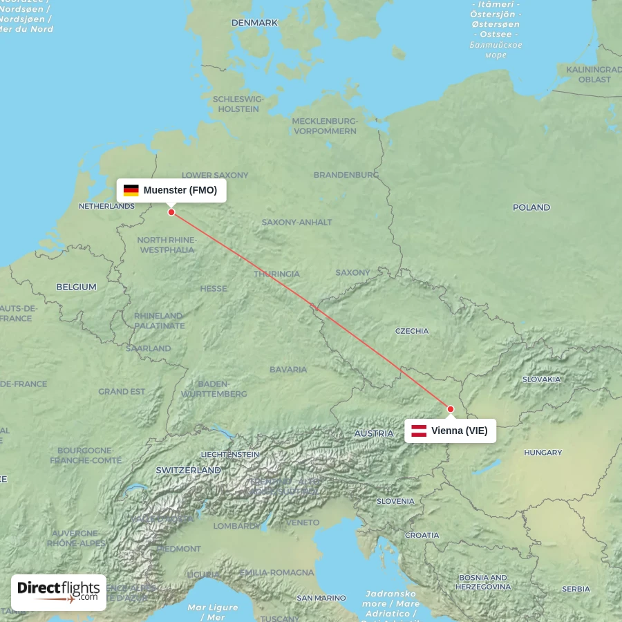 VIE - FMO route map