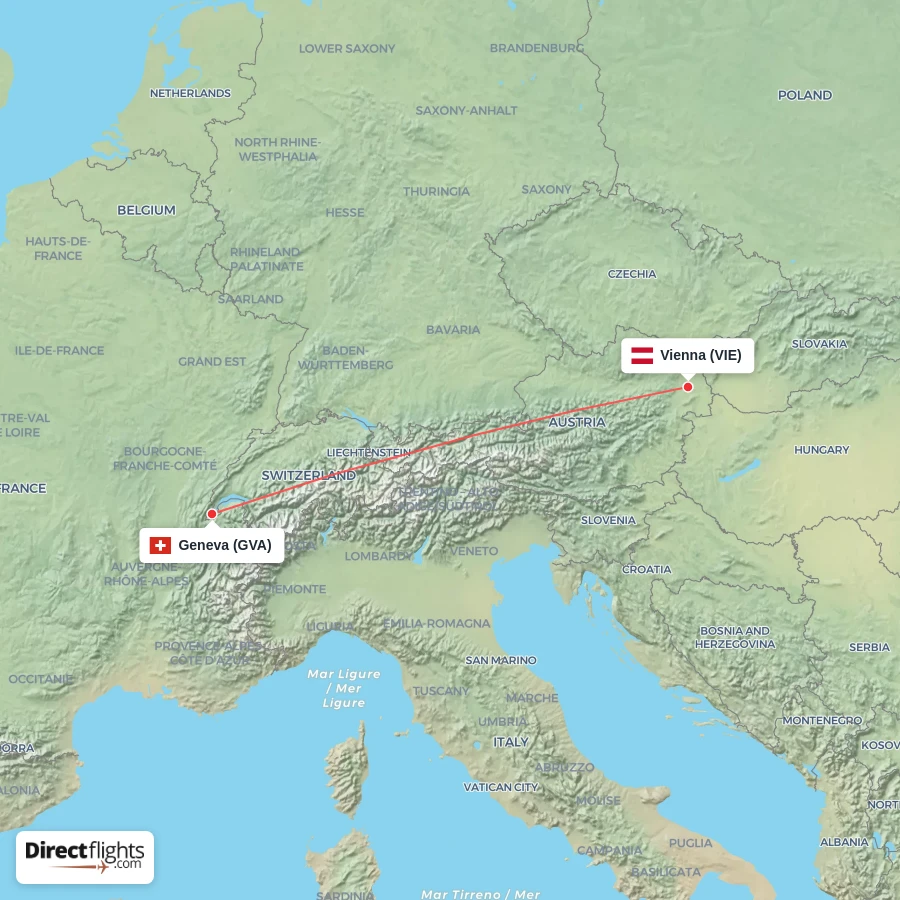 VIE - GVA route map