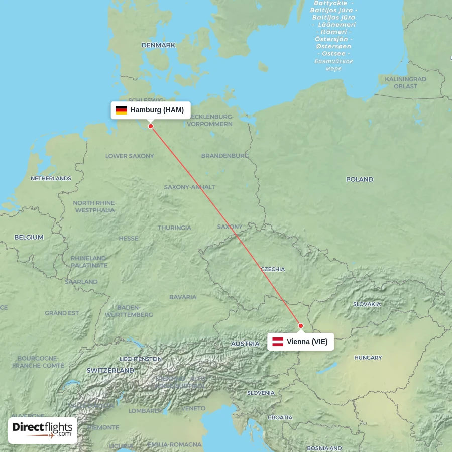 VIE - HAM route map