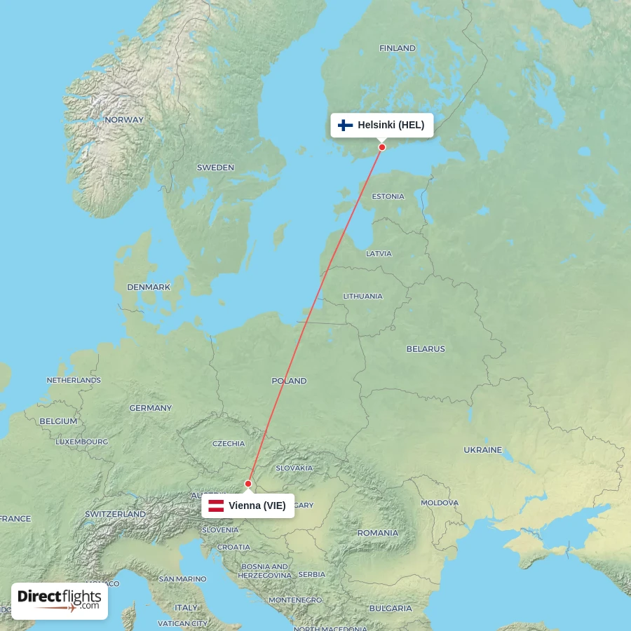 VIE - HEL route map