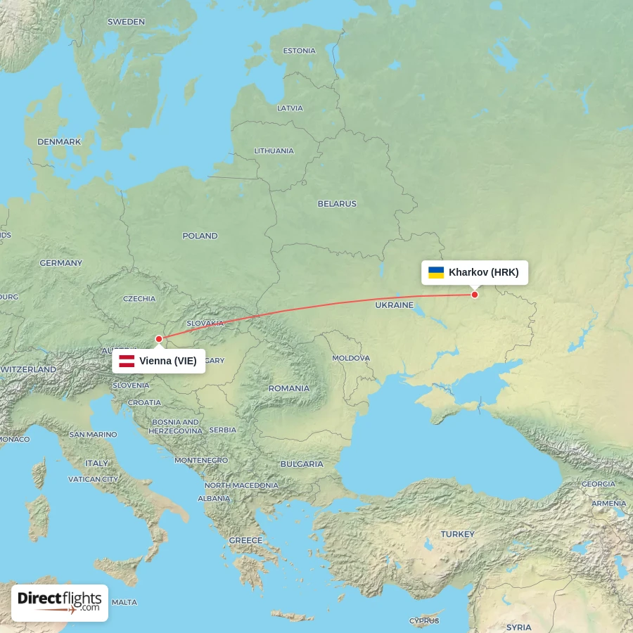 VIE - HRK route map