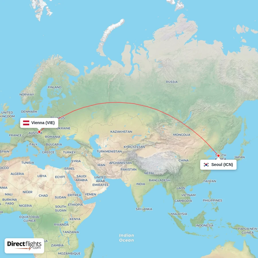 VIE - ICN route map