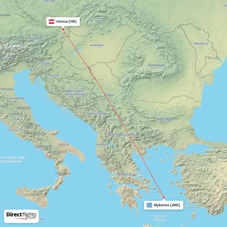 VIE - JMK route map