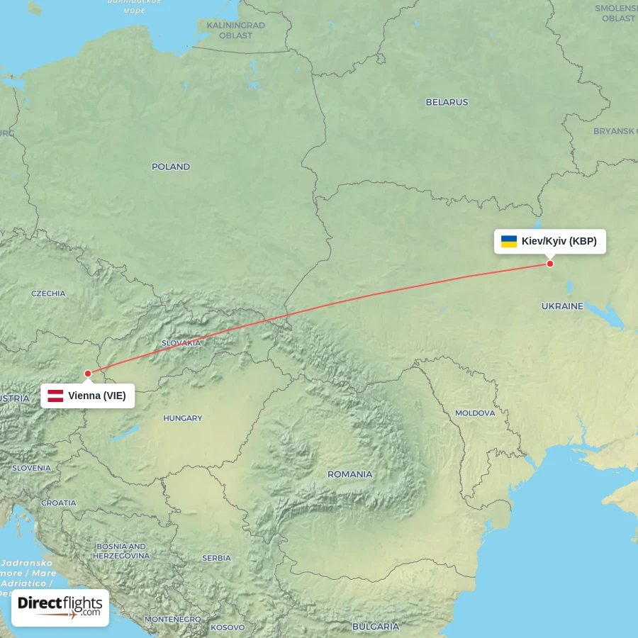 VIE - KBP route map