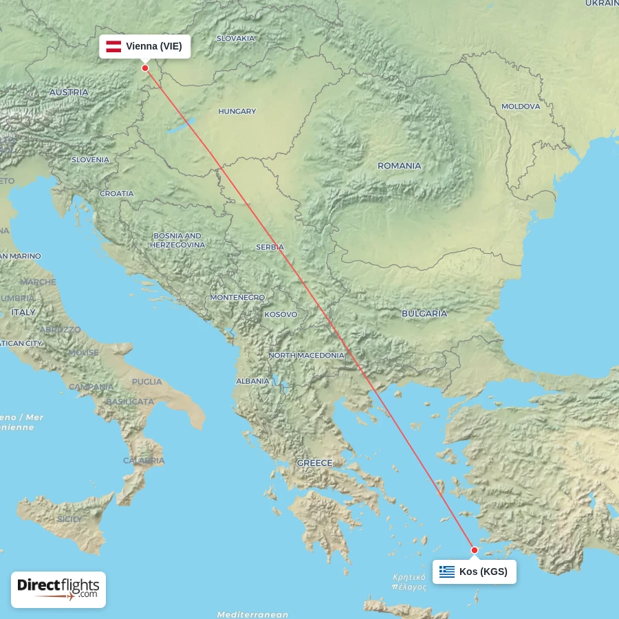 VIE - KGS route map