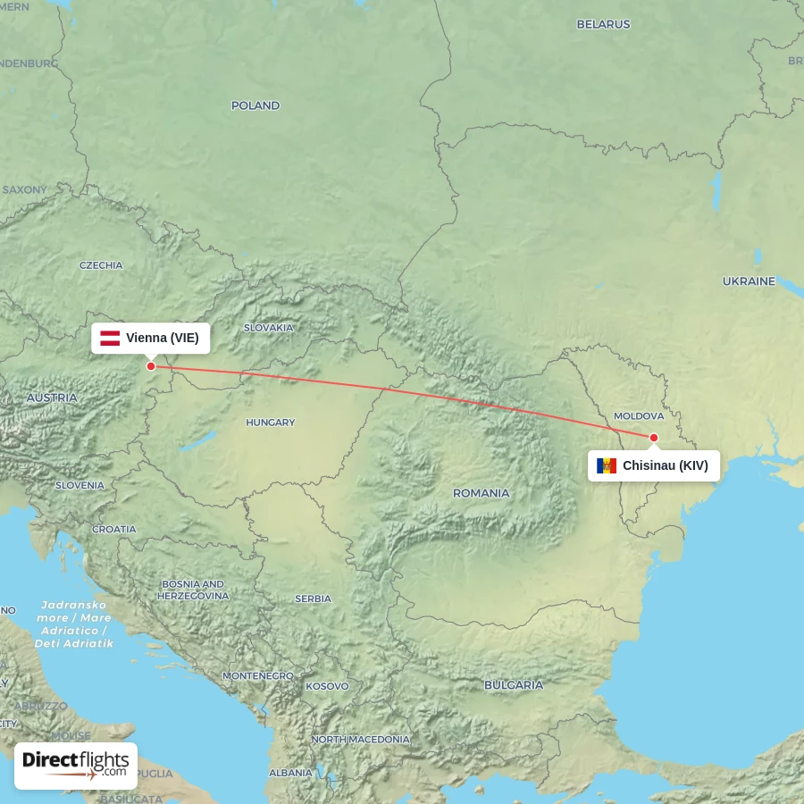 VIE - KIV route map