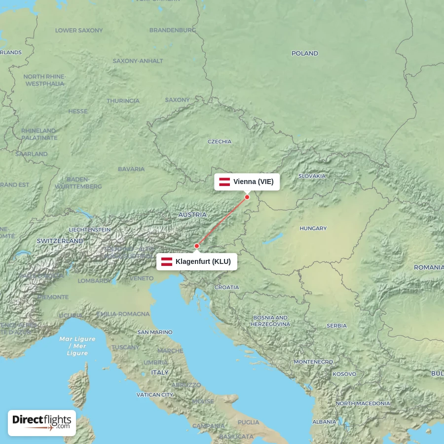 VIE - KLU route map