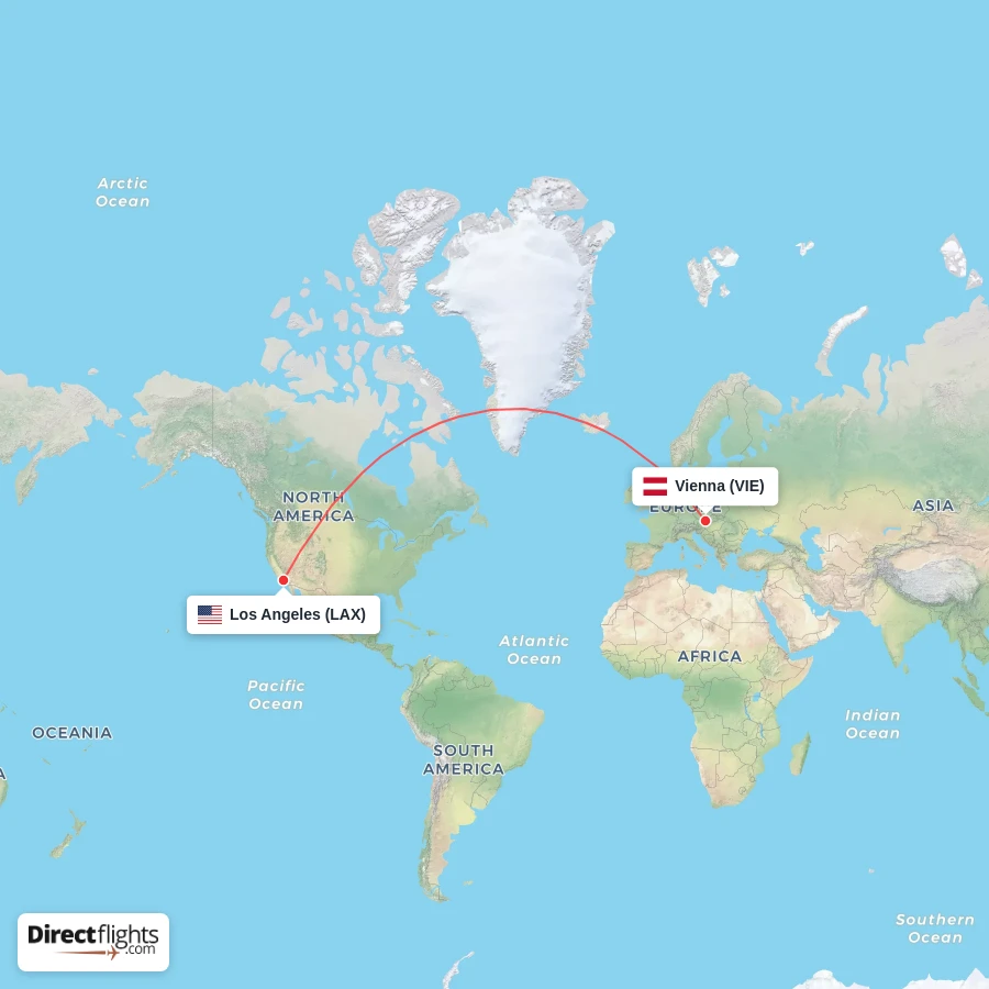 VIE - LAX route map