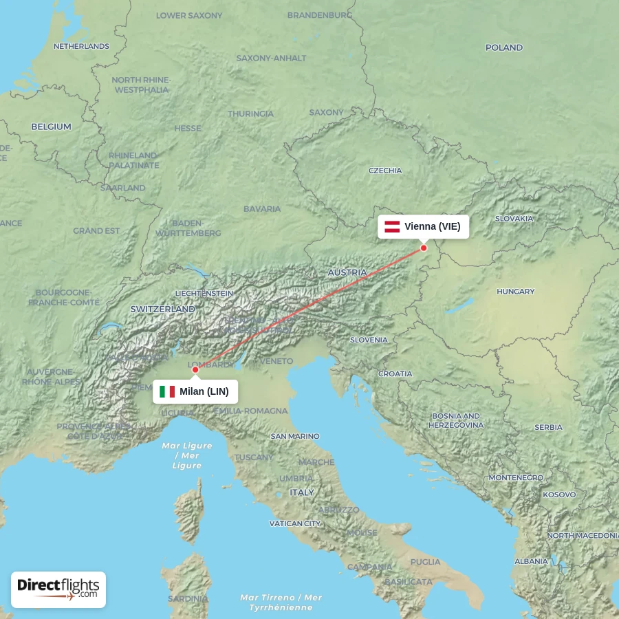 VIE - LIN route map