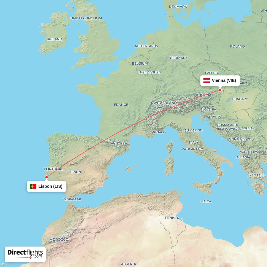 VIE - LIS route map