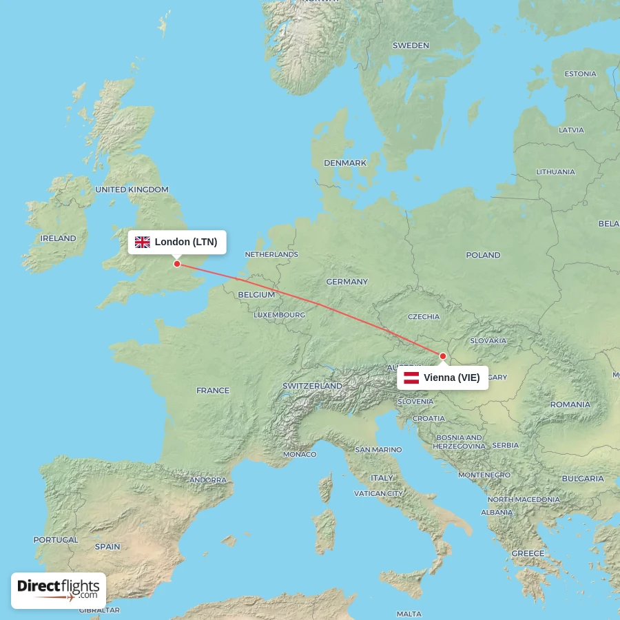 VIE - LTN route map