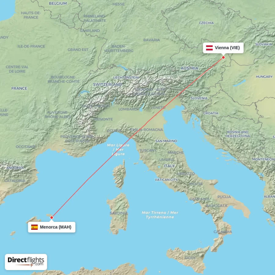 VIE - MAH route map