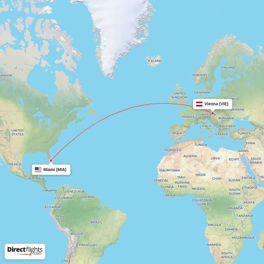 VIE - MIA route map