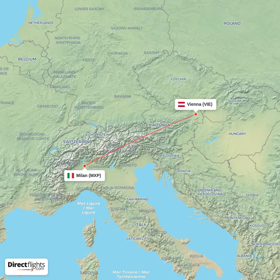 VIE - MXP route map