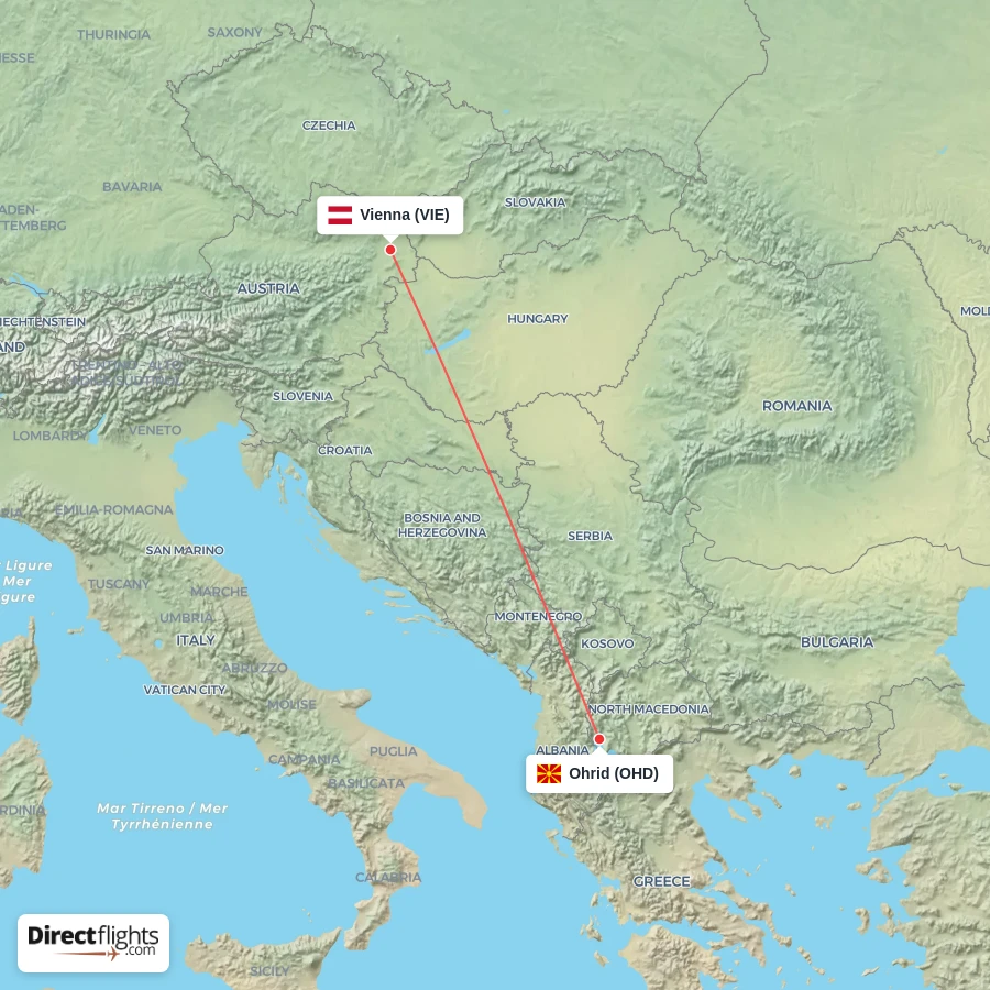 VIE - OHD route map