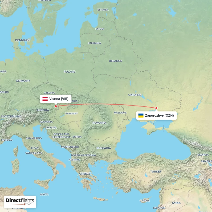 VIE - OZH route map